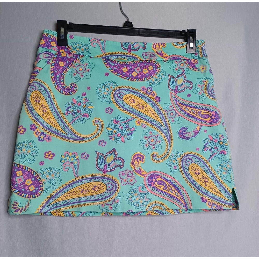 Loudmouth Skort Womens 10 Multicolor Paisley Golf Stretch Lined Pockets Shorts